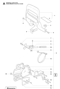 Chain Brake And Clutch Cover Diagram and Parts List for 353 20090400001-Current Husqvarna Chainsaw