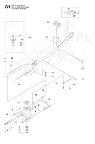 Steering Diagram and Parts List for PF21AWD (965192501)(2008-03) Husqvarna Lawn Tractor