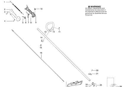 Handle And Controls Diagram and Parts List for 128L (545011599)(2009-08) Husqvarna Trimmer