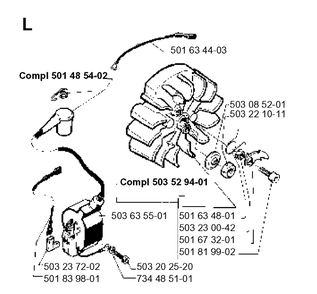 Ignition System Diagram and Parts List for 262XP 1993-12 Husqvarna Chainsaw