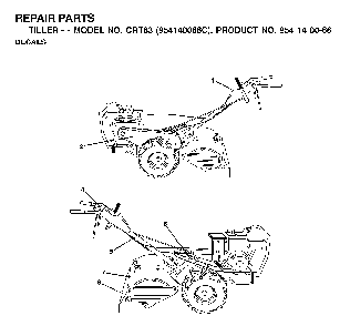 Decals Diagram and Parts List for CRT83 (954140066C)(1999-09) Husqvarna Tiller