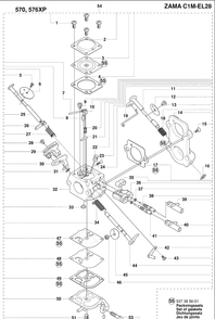 Carburetor Details Diagram and Parts List for 570EPA 2009-01 Husqvarna Chainsaw