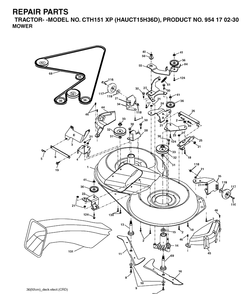 Mower Deck / Cutting Deck Diagram and Parts List for CTH151XP (HAUCT15H36D)(2004-09) Husqvarna Lawn Tractor