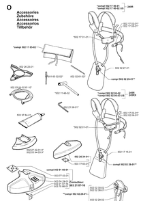 Accessories Diagram and Parts List for 245R 19984000001-20023100000 Husqvarna Brush Cutter