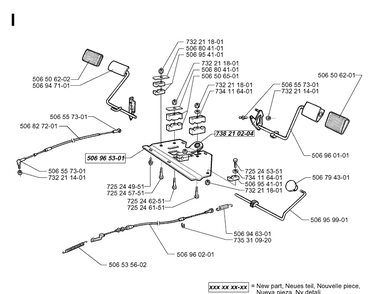 Pedals 2 Diagram and Parts List for RIDER850HST 1998-03 Husqvarna Lawn Mower