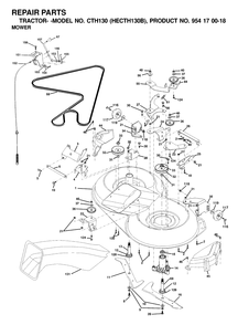 Mower Deck / Cutting Deck Diagram and Parts List for CTH130 (954170018-B)(2000-03) Husqvarna Lawn Tractor