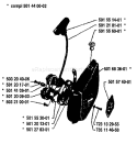 Page M Diagram and Parts List for 2100 1982-11 Husqvarna Chainsaw