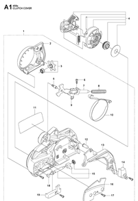 Clutch Cover Diagram and Parts List for 455E 2013-01 Husqvarna Chainsaw