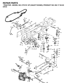 Drive Diagram and Parts List for CTH151XP (HAUCT15H36D)(2004-09) Husqvarna Lawn Tractor