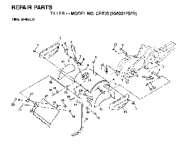 Tine Shield Diagram and Parts List for CRT35 (954001252D)(1996-03) Husqvarna Tiller