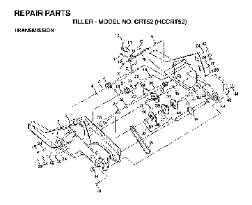 Transmission Diagram and Parts List for CRT52 (HCCRT52, 954140020)(1997-01) Husqvarna Tiller