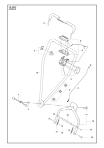 Handle Diagram and Parts List for LB448IV  Husqvarna Lawn Mower