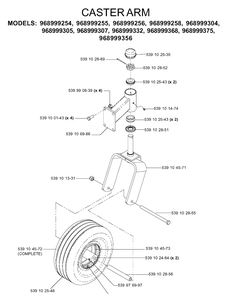 Casters Diagram and Parts List for IZ5223 (968999258)(2005-12) Husqvarna Lawn Mower