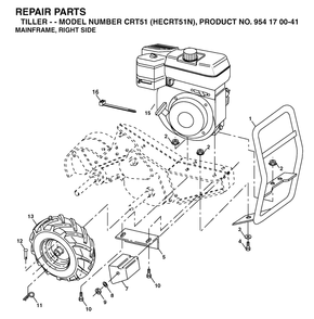 Mainframe, Right Side Diagram and Parts List for CRT51 (954170041-N)(2004-01) Husqvarna Tiller