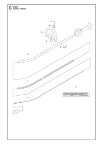 Shaft And Handle Diagram and Parts List for 525IECS  Husqvarna Trimmer