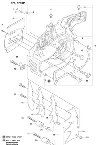 Crankcase 1 Diagram and Parts List for 570EPA 2009-01 Husqvarna Chainsaw
