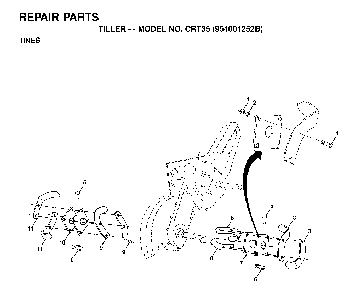 Tine Assembly Diagram and Parts List for CRT35 (954001252B)(1995-03) Husqvarna Tiller