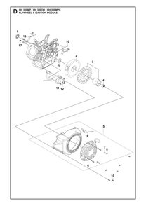 Flywheel And Ignition Assembly Diagram and Parts List for HH389MP OB Husqvarna Engine
