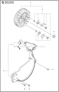 Ignition System Diagram and Parts List for 592XPG  Husqvarna Chainsaw