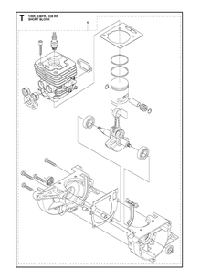 Short Block Diagram and Parts List for 135R  Husqvarna Brush Cutter