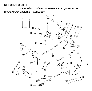 Brake / Rear Mower Lift Diagram and Parts List for LR122 (954140014B)(1999-03) Husqvarna Lawn Tractor