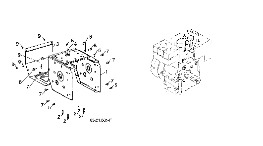 Engine frame Diagram and Parts List for 96193009603  Husqvarna Snow Blower