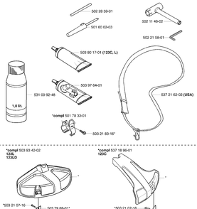 Accessories Diagram and Parts List for 123L 2004-01 Husqvarna Trimmer