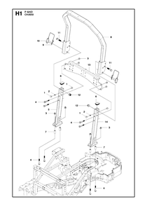 Chassis / Frame Diagram and Parts List for P525D 20120100001 - 20143999999 Husqvarna Lawn Tractor