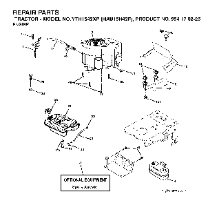 Engine Diagram and Parts List for YTH1542XP (HAU15H42F, 954170225)(2004-09) Husqvarna Lawn Tractor