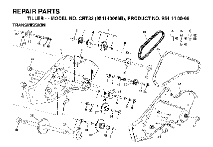 Transmission Diagram and Parts List for CRT83 (954140066B)(1999-04) Husqvarna Tiller
