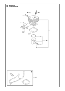 Cylinder Piston Diagram and Parts List for 390XP-390XPG 390 XP W - 390 XP GW Husqvarna Chainsaw