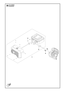 Exhaust Diagram and Parts List for HH420EFI 598610501, 598610502 Husqvarna Engine