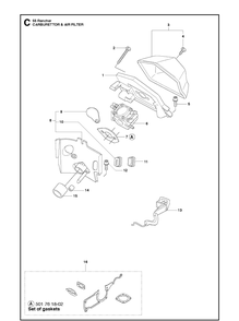 Carburetor And Air Filter Diagram and Parts List for 55 (RANCHER)(20101400001-Current) Husqvarna Chainsaw