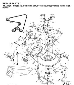 Mower Deck / Cutting Deck Diagram and Parts List for CTH180XP (HAUCT18H42G)(2005-04) Husqvarna Lawn Tractor
