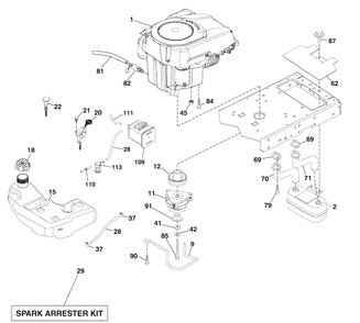 Engine Diagram and Parts List for LGT2554 (96043007400)(2009-09) Husqvarna Lawn Mower
