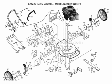 Page B Diagram and Parts List for 2226-74 1997 Husqvarna Lawn Mower