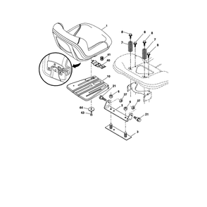 Seat Diagram and Parts List for YTH2348-917289570  Husqvarna Lawn Tractor
