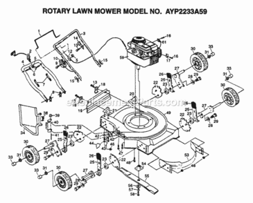 Page C Diagram and Parts List for 2233A59 1999 And Before Husqvarna Lawn Mower