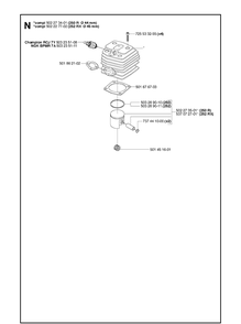 Cylinder Piston Diagram and Parts List for 250R  Husqvarna Brush Cutter