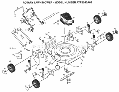 Page D Diagram and Parts List for 2243A89 1998 Husqvarna Lawn Mower