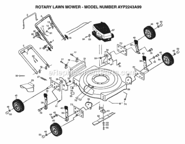 Page A Diagram and Parts List for 2243A99 1999 Husqvarna Lawn Mower