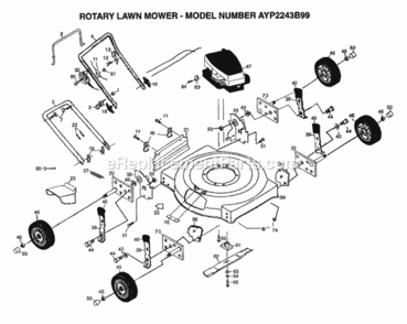 Page D Diagram and Parts List for 2243B99 1999 Husqvarna Lawn Mower
