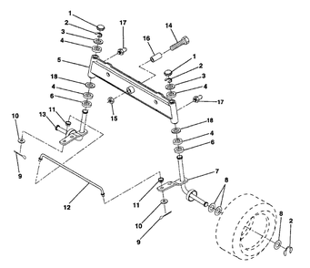 Front Axle Diagram and Parts List for LR12 (954002701-D)(1996-01) Husqvarna Lawn Tractor