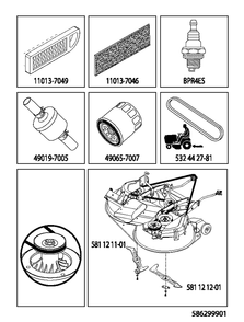 Frequently Used Parts Diagram and Parts List for CTH224T (96051009600)(2013-10) Husqvarna Lawn Tractor