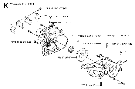 Crankcase And Clutchdrum Diagram and Parts List for 323P4 20042300001-20062700000 Husqvarna Pole Saw