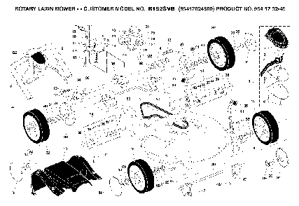 Wheels And Tires Diagram and Parts List for R152SVB (95417024500, 954170245)(2005-02) Husqvarna Lawn Mower
