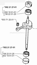 Crankshaft Diagram and Parts List for 225BV 1996-08 Husqvarna Leaf Blower / Vacuum
