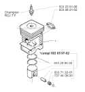 Cylinder Piston Diagram and Parts List for 225RD 1997-02 Husqvarna Brush Cutter
