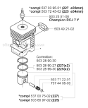 Cylinder Piston Diagram and Parts List for 225RD 2000-10 Husqvarna Brush Cutter