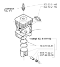 Cylinder Piston Diagram and Parts List for 225RJ 1997-02 Husqvarna Brush Cutter